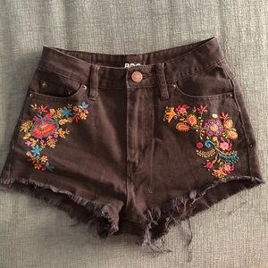 Urban outfitters embroidered black shorts